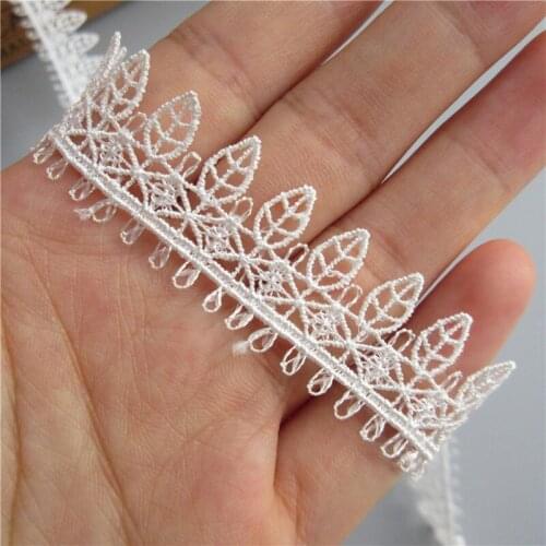 5 yard Ivory 20mm Width Polyester Leaf Handmade Embroidered Fabric Lace Edge Trim Applique Ribbon DIY Sewing Craft Decoration