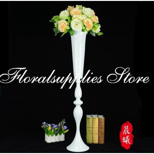 White Tabletop Vase Metal Wedding Flower Vase Table Centerpiece Metal Flowers Vases For Wedding Decoration