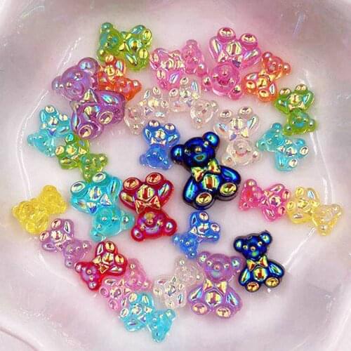 Glitter AB Resin Kawaii Mixed Mini Crystal Little Bear Flatback Rhinestone Scrapbook DIY Christma Home Figurines Crafts OL10