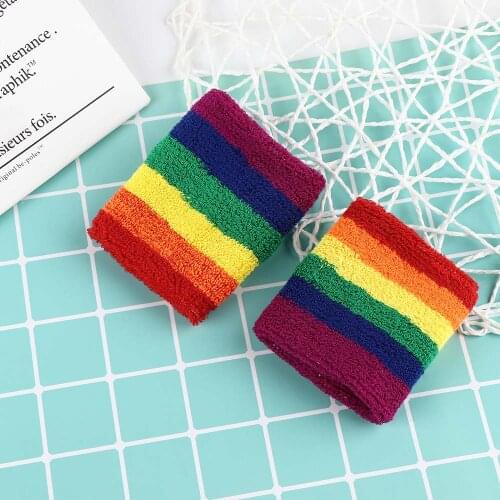Breathable Warm Bracers Rainbow Color Soft Cotton Wrap Hand Badminton Running Fitness Men Women Wristband