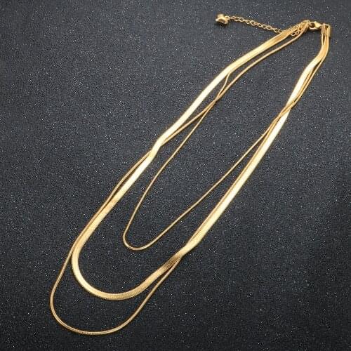 Luxury Multi Layer Snake Chain Necklace Blade Chains Gold Plated Stainless Steel Trendy Minimalist Sexy Choker Clavicle Jewelry