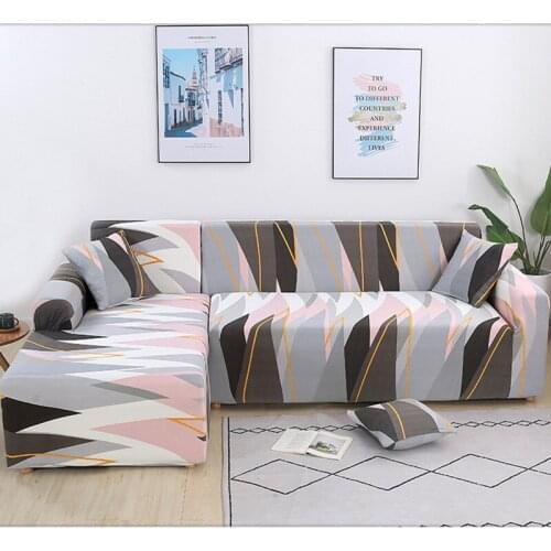 Striped lattice printed L shape sofa cover for living room sofa protector anti-dust elastic stretch covers for corner sofa cover