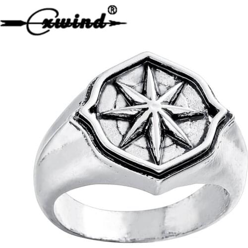 Cxwind Punk Vintage Men Signet Ring Women Carved Charms Star Ring Male Finger Jewelry Unique Party Gift Drop Shipping