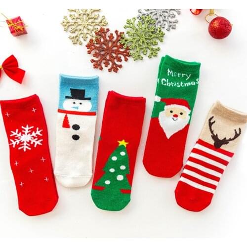 Kids Baby Boys Girls Christmas Cute Socks Toddler Sweet Cartoon Striped Xmas Tree Soft Children Sock S12735