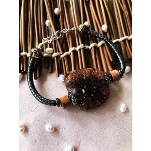 Dr Stone Luxury collection Quartz and Hematite Stone 925 Sterling Silver Women Handmade Bracelet LXDR24