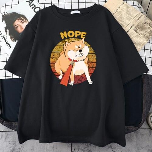 Kawaii Shiba Inu NOPE Cute Dog Print Female T Shirts Fashion Fit T-Shirt Street Summer Tee Clothes High Quality Women Tshirt