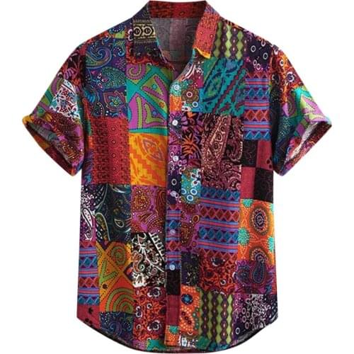 Summer Retro Mens Casual Shirt Loose Buttons Short Sleeve Print Button Top 2021 Hawaiian Man Slim Fit Beach Hawaiian Shirt