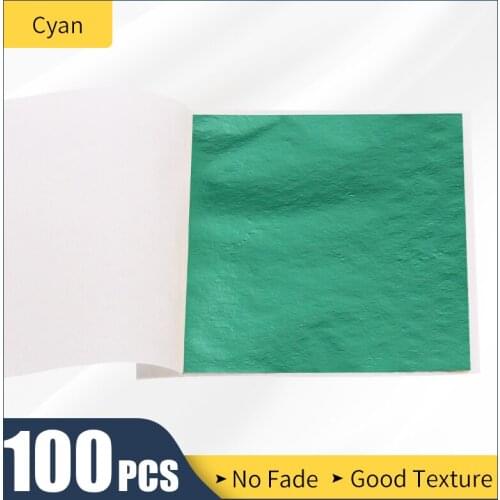 Imitation Gold Foil Taiwan Alloy Leaf Paper Gilding Wrapping Paper Cyan for Furniture Craft Decorati