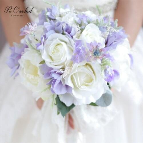 PEORCHID Peonies Roses Bridal Bouquet Bridesmaid Wrist Flowers Artificial For Brides Hand Holding Flower Wedding Bouquet 2019