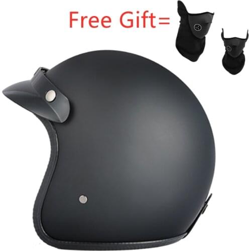 Classic Matte Black 3/4 Open Helmet Motorcycle Open Face Helmet Jet Retro DOT Certified Cruise Scooter Casco Casque Moto for Men