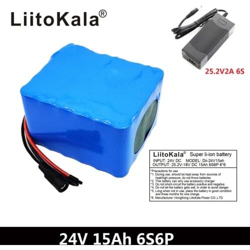 LiitoKala 6S6P 24V 15Ah 25.2V lithium battery pack batteries for electric motor bicycle ebike scooter wheelchair cropper