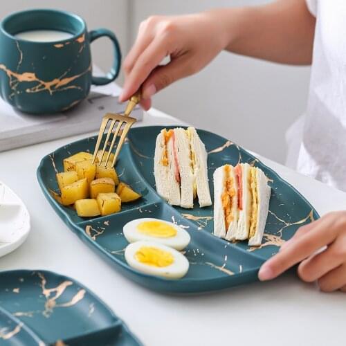 Lace gold Japanese ceramic dim sum fruit breakfast dish water cup family meal coffee milk flatware set