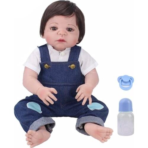 Boneca bebes reborn 23" 57cm Full silicone vinyl reborn baby boy body dolls toys for children gift realita menino toddler