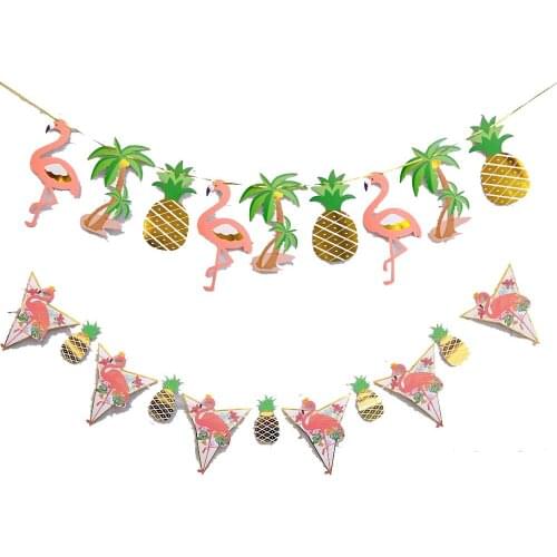 Lychee Pineapple Flamingo Bronzing Flag Banner Party Banner Flags Birthday Festival DIY Decoration Accessories