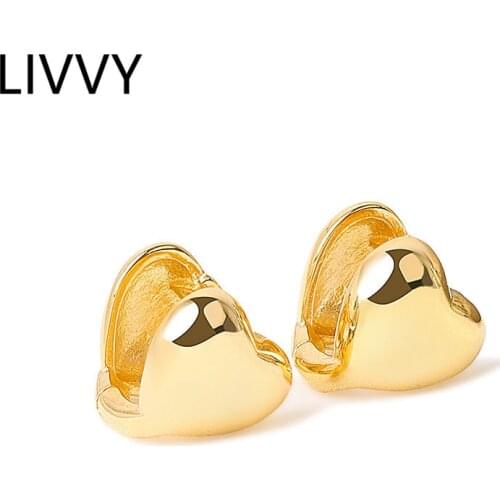 LIVVY Silver Color Heart Shape Small Stud Earrings for Women High-Quality Exquisite Elegant Jewlery
