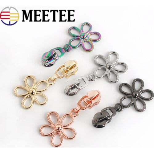 Meetee 10pcs 5# Nylon Zipper Slider Metal Pullers Heads for NylonZips Jacket Bag Zippers Repair Kits DIY Garment Sew Accessories