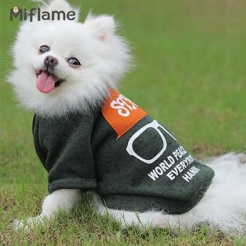Miflame 2021 Fashion Small Dogs Clothes Casual Dogs Hoodies For Pets Sweatshirt Pomeranian Bichon Glasses Printed Puppy Outfits