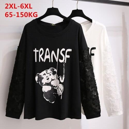 Fashion Plus Size Womens Long Sleeve Round Neck Pullover Sweater 2021 Autumn New Printed Loose Show Thin Womens Wear Top 2-6XL