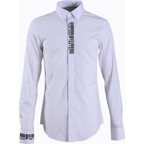 Personality Embroidery Mens Shirt 2019 Solid Slim Chemise homme Turn down Collar Long sleeve Camisas Casual Business male Shirts