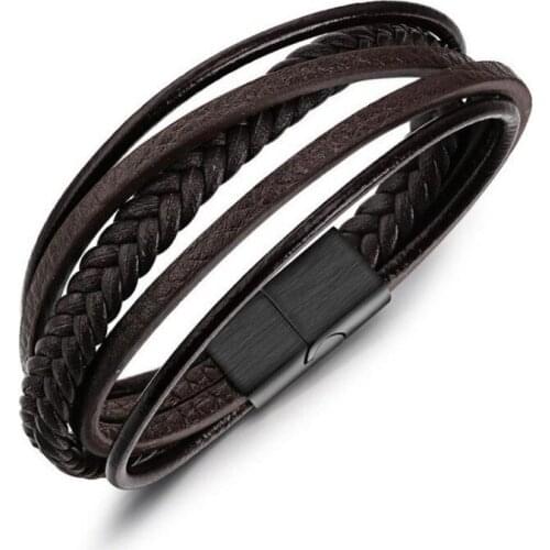 Men Fashion Hand-woven Multilayer Leather Bracelet Jewelry