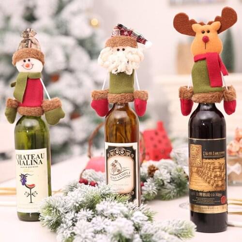 2021 New Christmas Decorations Santa Claus Elk Snowman Used for Red Wine Champagne Fabric Wine Bottle Cover