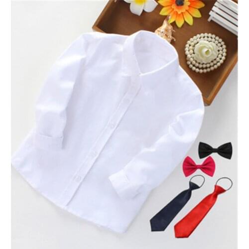Boys Girls School Uniform Shirts Long Sleeve Turn-down Collar Cotton Shirt Toddler Teenager Party Wedding Clothes Kids Children