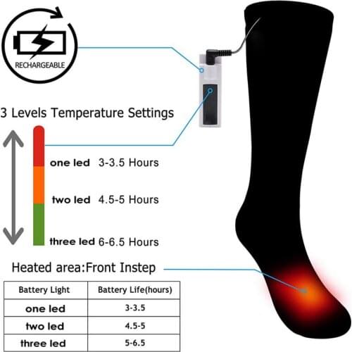 One Pair Electric Heated Socks Rechargeable Battery Feet Foot Winter Three-speed Thermostat Warmer Thermal Sock