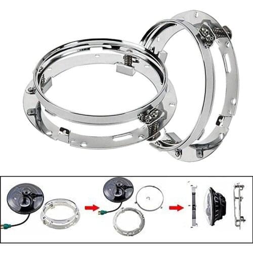 Pair For Jeep Wrangler JK Land rover defender 7" LED Headlight Mounting Ring Bracket Adapter Fits For Harley Motorcycle