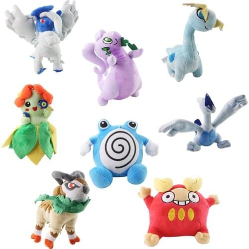 12-27CM Plush Doll Pokemoned Gogoat Poliwhirl Goodra Bellossom Lugia Darumaka Amaura Absol Mario Spiny Tortoise Stuffed Toy Gift