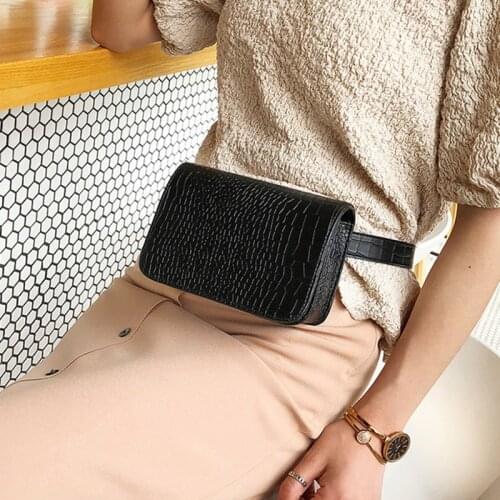 Women Alligator Pattern Leather Waist Bags Fashion Phone Pouch Chest Packs Ladies Wide Strap Belt Bag Female Crossbody Flap