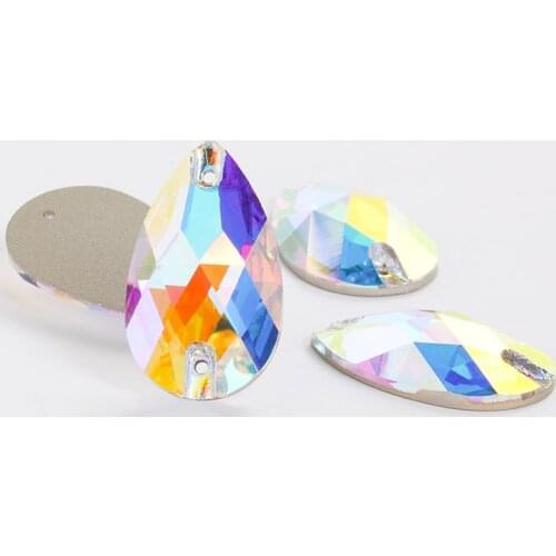 Clear Round Glass Rhinestones AB Color Glitter Sew On Stones Flatback Dress Hat Bags Decoration Rhinestones