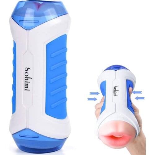 Realistic Vagina Double Head Male Masturbator Oral Sex Machine Masturbation Cup Sex Tool Man Real Pussy Sex Toy Adult Products