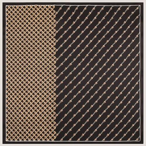 POBING Spain Hijab Shawl Silk Scarf Women Chain Printed Foulard Female Square Scarves Head Wraps 2018 NEW Scarf 60*60CM