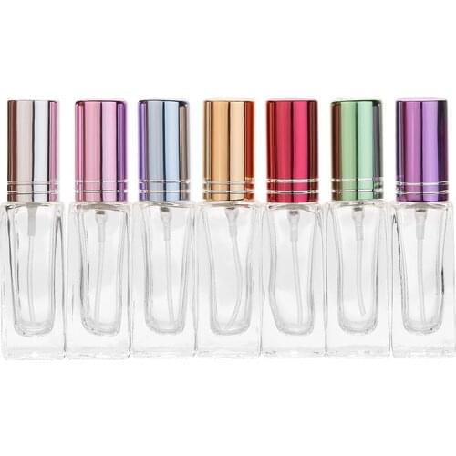 MUB - 7ml Glass Perfume Bottle With Sprayer Atomizer Aluminum Pump Perfume Refillable Glass Bottles Atomizer Empty Container