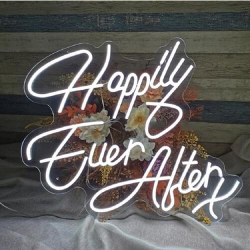 Custom Led Happily Ever After Flexible Neon Light Sign Wedding Decoration Bedroom Home Wall Decor Marriage Party Decorative