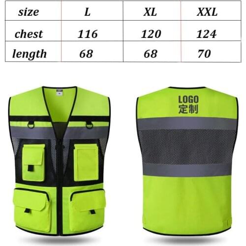 Safety Vest Mens Tank Tops Waistcoat High Visibility Refective Safty Vest Blue Summer Vest LOGO PRINT