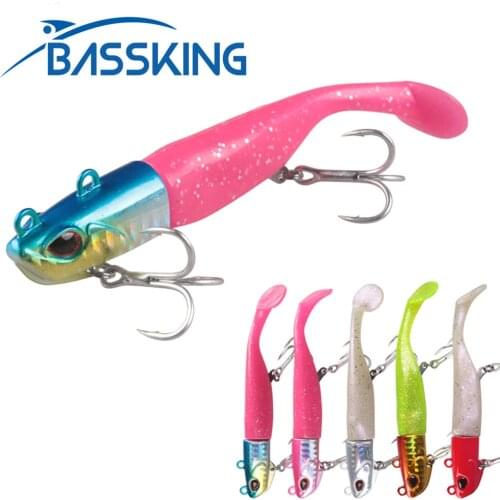 TAF Lead-head Soft Lure with Spare Tail 9cm/30g 9.5cm/36g 10.2cm/46g 10.6cm/56g 3D Eyes Jigging Head Bait with Treble Hooks