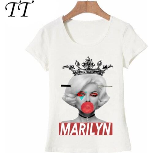Vintage Fashion Marilyn Monroe King Print T-Shirt Summer Cool Women T-shirt Hip Hop Tees Cute girl Tops Hipster Woman t-shirt