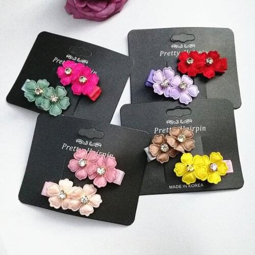 6/8pcs/set fashion Women Girls cute double flower rhinestone Hair Clips Sweet Hairpins Barrettes Ornament Girls Hair Accessories