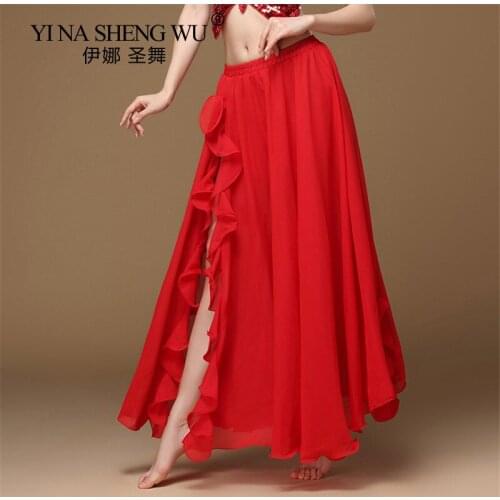 Professional Performance Competition Skirts Sexy For Women Solid Color Oriental Belly Dance Long Skirt Maxi Costume Dancer Dress
