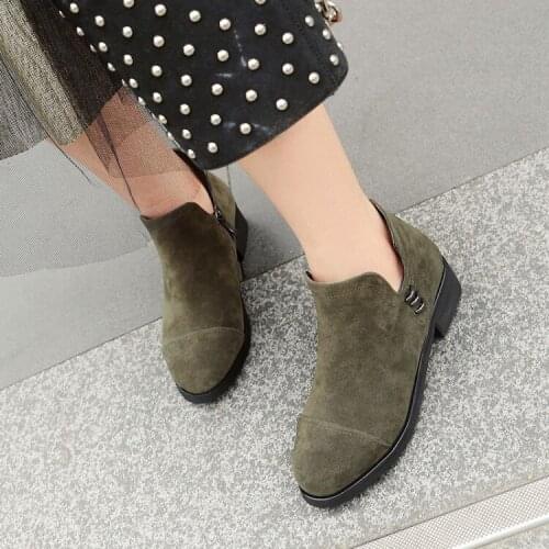 Big Size 11 12 13 14 15 16 ladies high heels women shoes woman pumps Suede Round Head Side Zipper Metal Decorative Rough heel