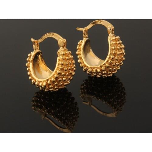 New Vintage / Gold Color Beautiful Flower Hoop Earrings Fashion Jewelry For Women Party Gifts