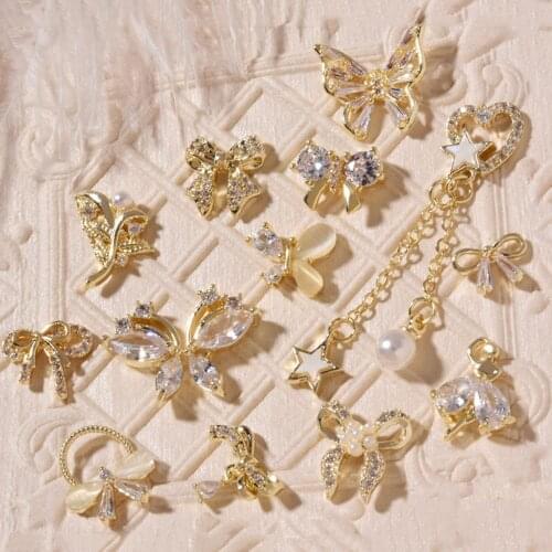 1 Nail Ornaments Zircon Jewelry Bowknot Pearl Nail Art Decoration Love Pendant Butterfly Nail Decoration Diamond