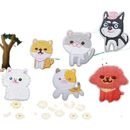 100pcs/lot Embroidery Patch Kitten Puppy Dog Cat Kids Clothing Decoration Sewing Accessories Diy Iron Heat Transfer Applique