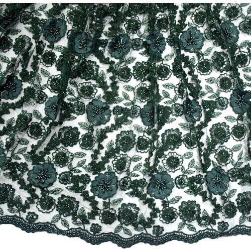 2020 green pearls emboridery lace wedding handmade beaded lace fabric HY0787-4