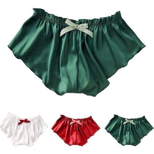 2021 Shorts Sexy Lingerie Silk Satin Sexy Flowers Floral Lace Bowknot Pajamas Underwear Women Shorts Бюстгальтер Женский Fashion