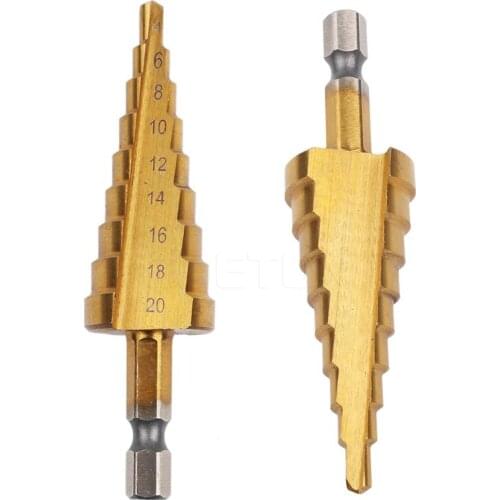 4-20mm Drill Bit HSS Steel Titanium Step Drill Bits Step Core Cutting Tools Steel Woodworking Wood Metal Drilling