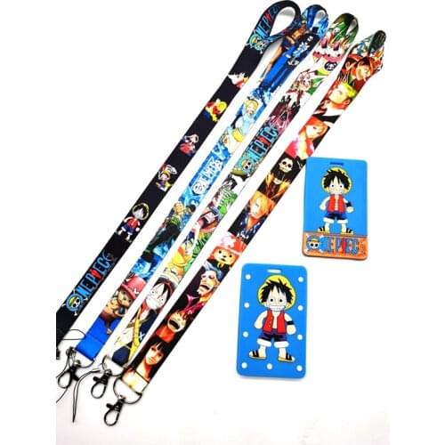 5 pcs cartoon ONE PIECE Neck Strap Card Bus ID Holders Identity Badge Lanyard
