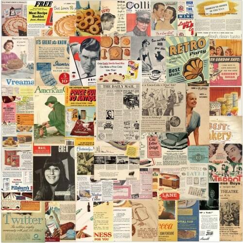 50PCS Retro Posters In Europe And America Square Stickers Cartoon For Skateboard Case Notebook Childrens Toys Decal Sticker F4