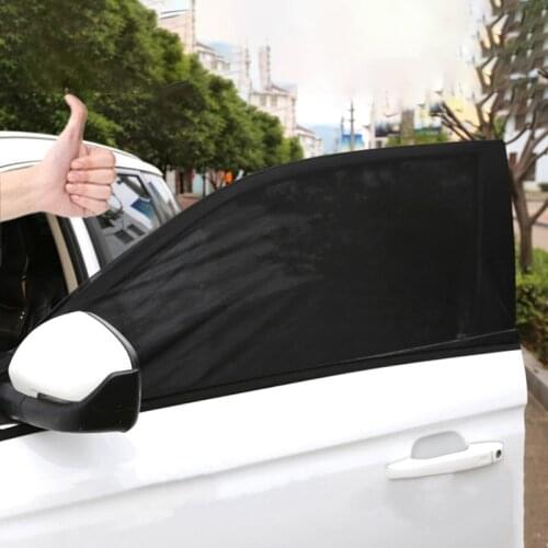 2PCS Car Sun Visor Rear Side Window Shade Mesh Fabric Shade Cover Shield UV Protector Black Auto Sunshade Curtain For Most Cars